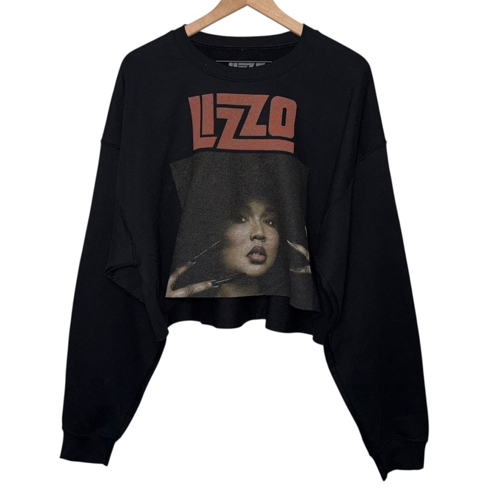 Lizzo Cropped Graphic Crew Neck Band Sweater‎